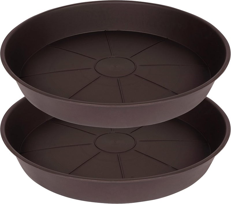 Angde 2 Pack of Plant Saucer 24 25 inch (23 Inch Base), Deep Heavy Duty Plastic Plant Saucers 25" Round, Flower Plant Trays for Indoors Outdoor, Plant Drip Tray for Planter 22-26" (Chocolate Brown) - Image 1